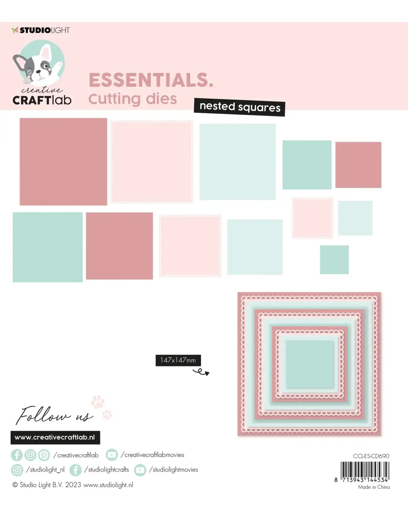 STUDIOLIGHT STUDIOLIGHT CREATIVE CRAFTLAB ESSENTIALS NESTED SQUARES DIE SET