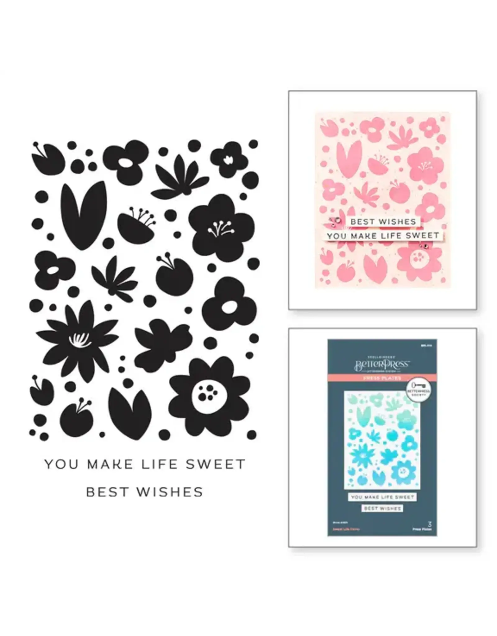 SPELLBINDERS SPELLBINDERS BETTERPRESS SOCIETY MARCH 2025 SWEET LIFE FLORAL PRESS PLATES