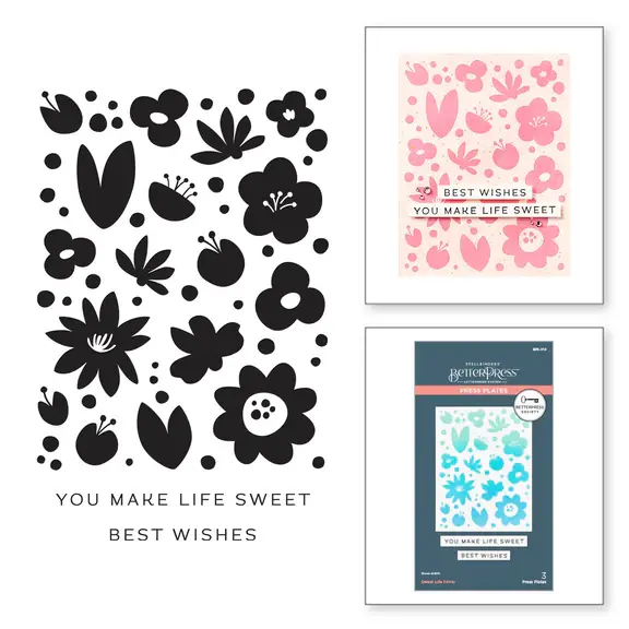 SPELLBINDERS SPELLBINDERS BETTERPRESS SOCIETY MARCH 2025 SWEET LIFE FLORAL PRESS PLATES & DIE SET
