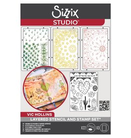 SIZZIX SIZZIX VIC HOLLINS WESTERN CLEAR STAMP & STENCIL SET