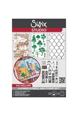 SIZZIX SIZZIX VIC HOLLINS CITY LIFE CLEAR STAMP & STENCIL SET