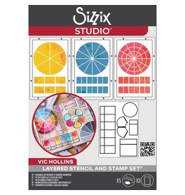 SIZZIX SIZZIX VIC HOLLINS ARTIST TOOLS CLEAR STAMP & STENCIL SET