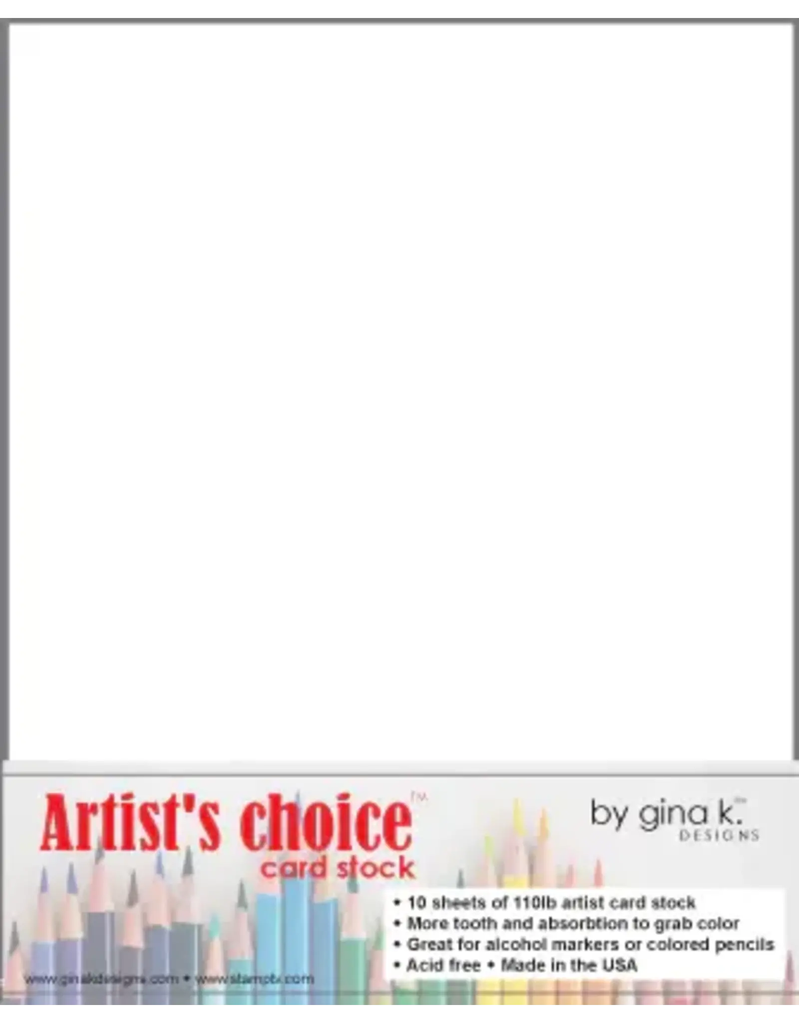 GINA K DESIGNS GINA K. DESIGNS ARTIST'S CHOICE 8.5x11 WHITE CARDSTOCK 10/PK