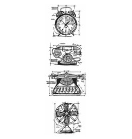 STAMPERS ANONYMOUS STAMPERS ANONYMOUS TIM HOLTZ VINTAGE MINI BLUEPRINTS STRIP 3x10 CLING STAMP SET