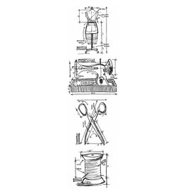 STAMPERS ANONYMOUS STAMPERS ANONYMOUS TIM HOLTZ SEWING MINI BLUEPRINTS STRIP 3x10 CLING STAMP SET