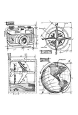 STAMPERS ANONYMOUS STAMPERS ANONYMOUS TIM HOLTZ TRAVEL BLUEPRINT CLING STAMP