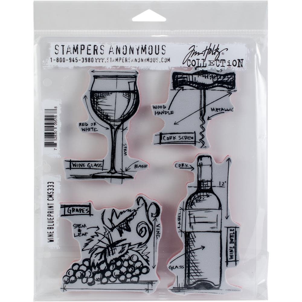 STAMPERS ANONYMOUS STAMPERS ANONYMOUS TIM HOLTZ CLING STAMP WINE BLUEPRINT