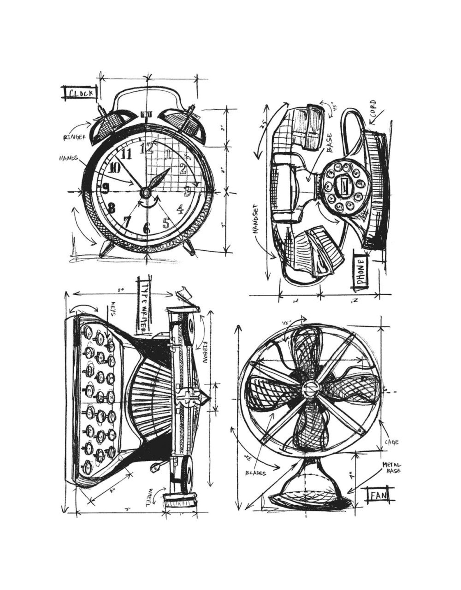 STAMPERS ANONYMOUS STAMPERS ANONYMOUS TIM HOLTZ VINTAGE THINGS BLUEPRINT CLING STAMP SET