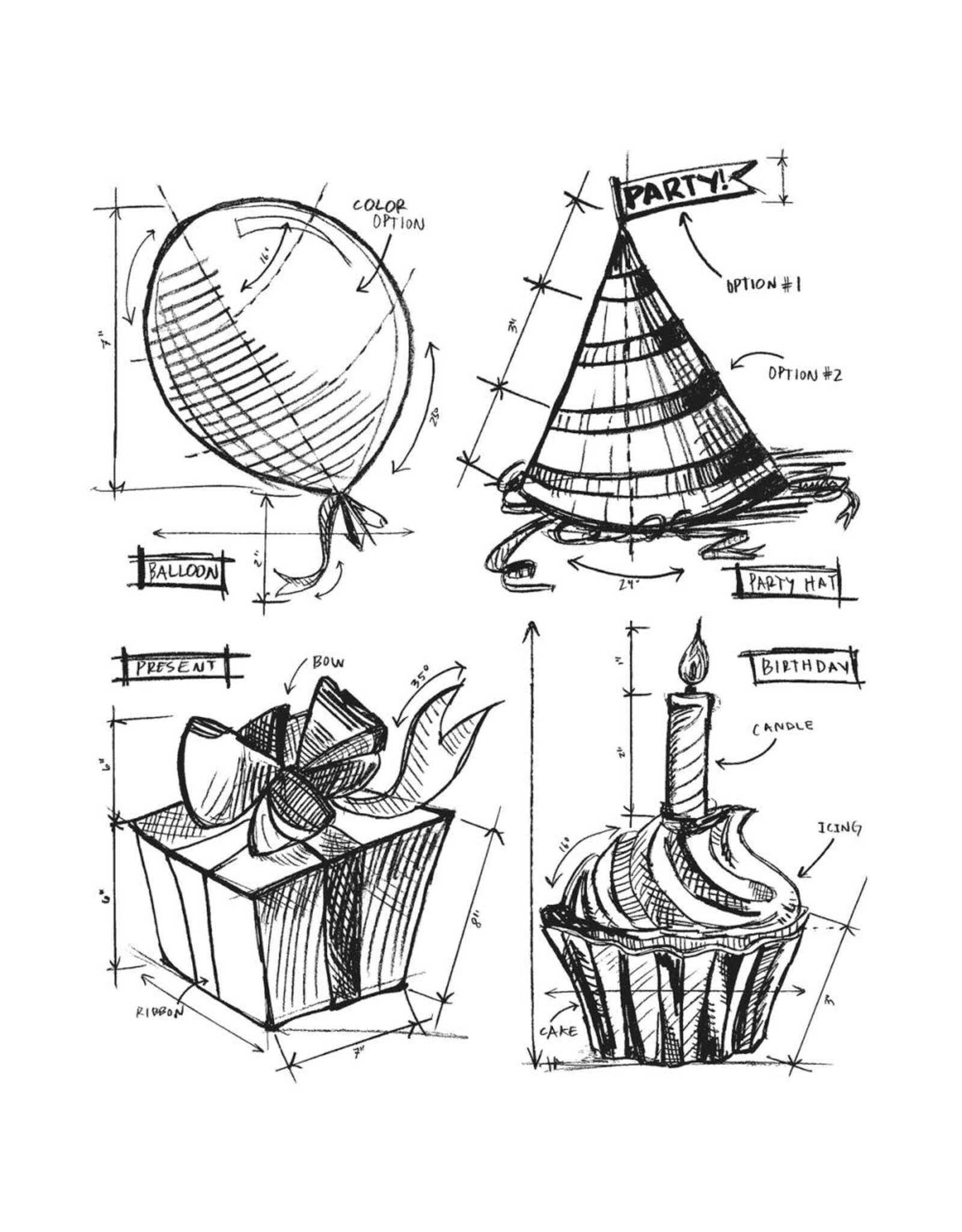 STAMPERS ANONYMOUS STAMPERS ANONYMOUS TIM HOLTZ BIRTHDAY BLUEPRINT CLING STAMP SET