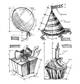 STAMPERS ANONYMOUS STAMPERS ANONYMOUS TIM HOLTZ BIRTHDAY BLUEPRINT CLING STAMP SET