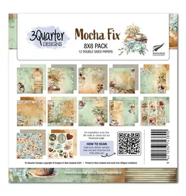 3QUARTER DESIGNS 3QUARTER DESIGNS MOCHA FIX 8x8 PAPER PACK 12 SHEETS
