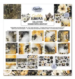 3QUARTER DESIGNS 3QUARTER DESIGNS GOLDEN EBONY 12x12 DESIGNER PAPER & DIECUTS SET