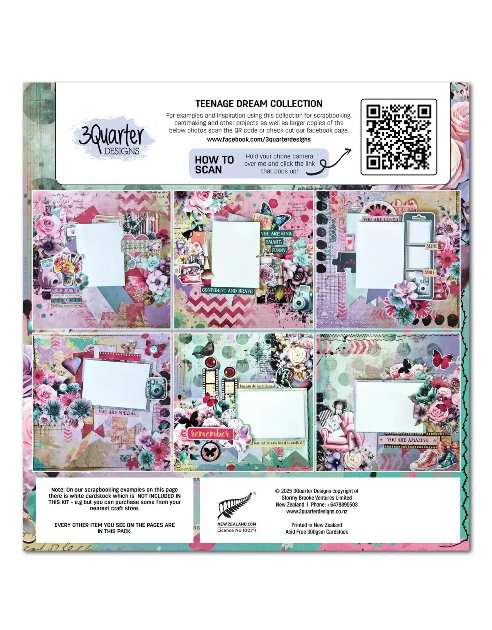 3QUARTER DESIGNS 3QUARTER DESIGNS TEENAGE DREAM 12x12 DESIGNER PAPER & DIECUTS SET