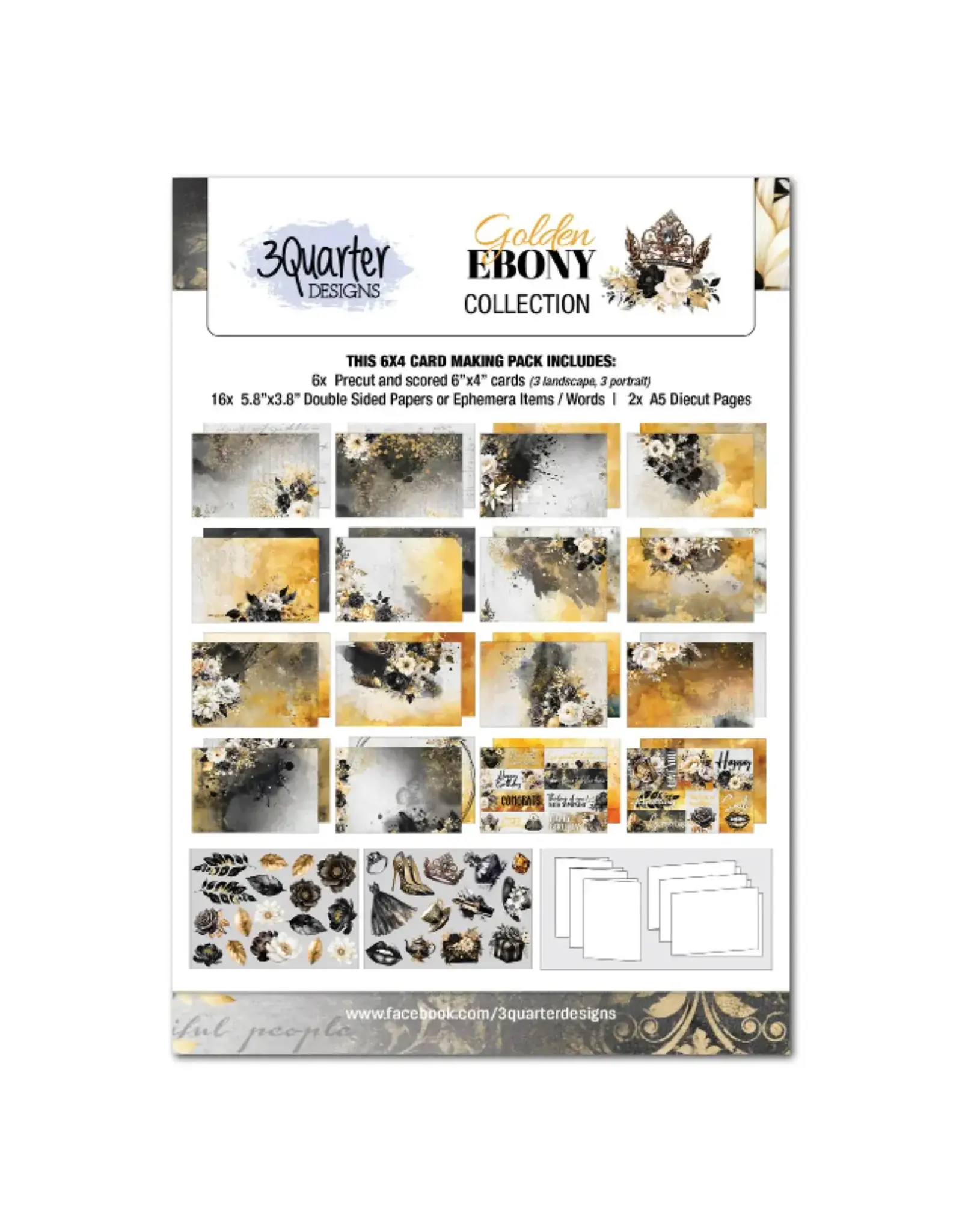 3QUARTER DESIGNS 3QUARTER DESIGNS GOLDEN EBONY 6x4 CARD PACK