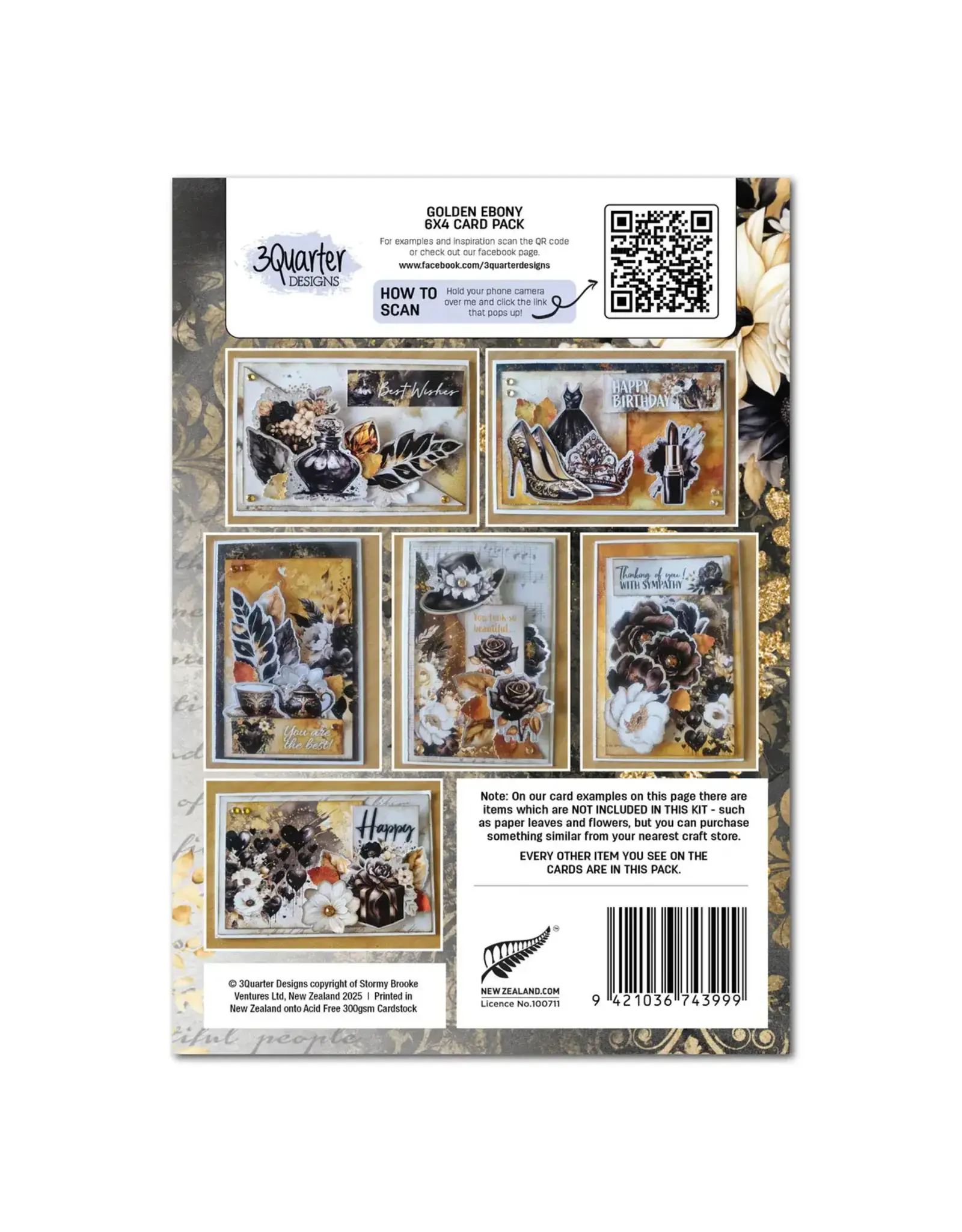 3QUARTER DESIGNS 3QUARTER DESIGNS GOLDEN EBONY 6x4 CARD PACK