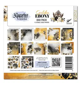 3QUARTER DESIGNS 3QUARTER DESIGNS GOLDEN EBONY 8x8 PAPER PACK 12 SHEETS