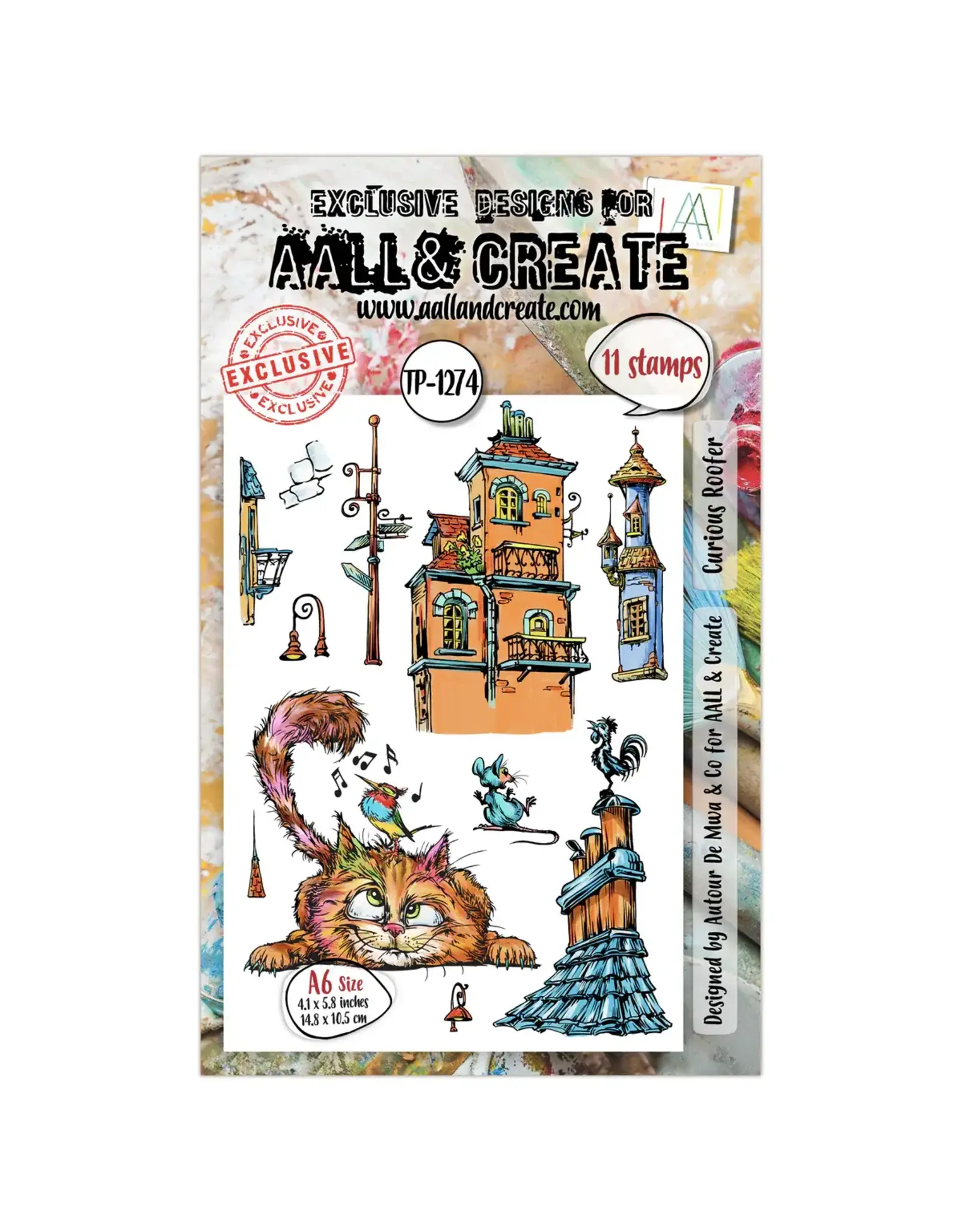 AALL & CREATE AALL & CREATE AUTOUR DE MWA #1274 CURIOUS ROOFER A6 CLEAR STAMP SET