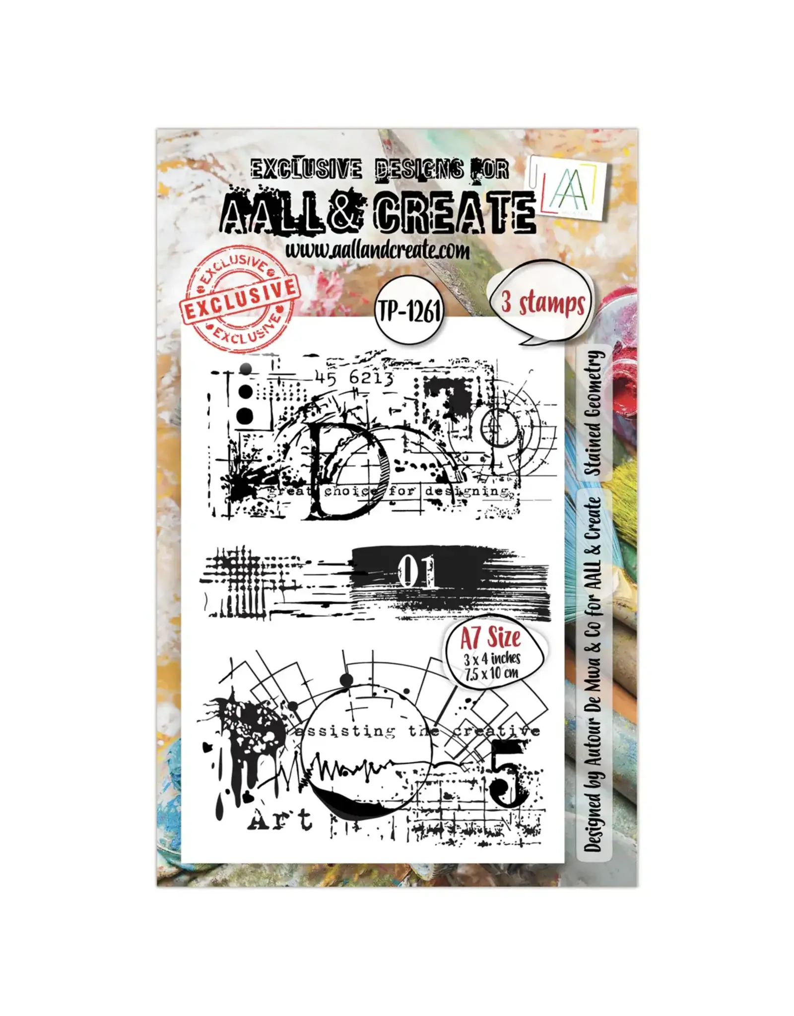 AALL & CREATE AALL & CREATE AUTOUR DE MWA #1261 STAINED GEOMETRY A7 CLEAR STAMP SET