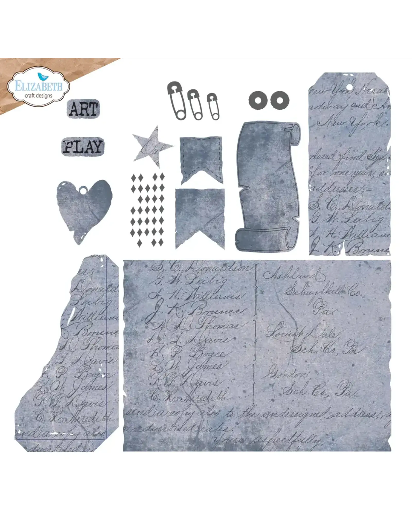 ELIZABETH CRAFT DESIGNS ELIZABETH CRAFT DESIGNS ART JOURNAL SPECIALS BY DEVID PLAYFUL GRUNGE DIE SET