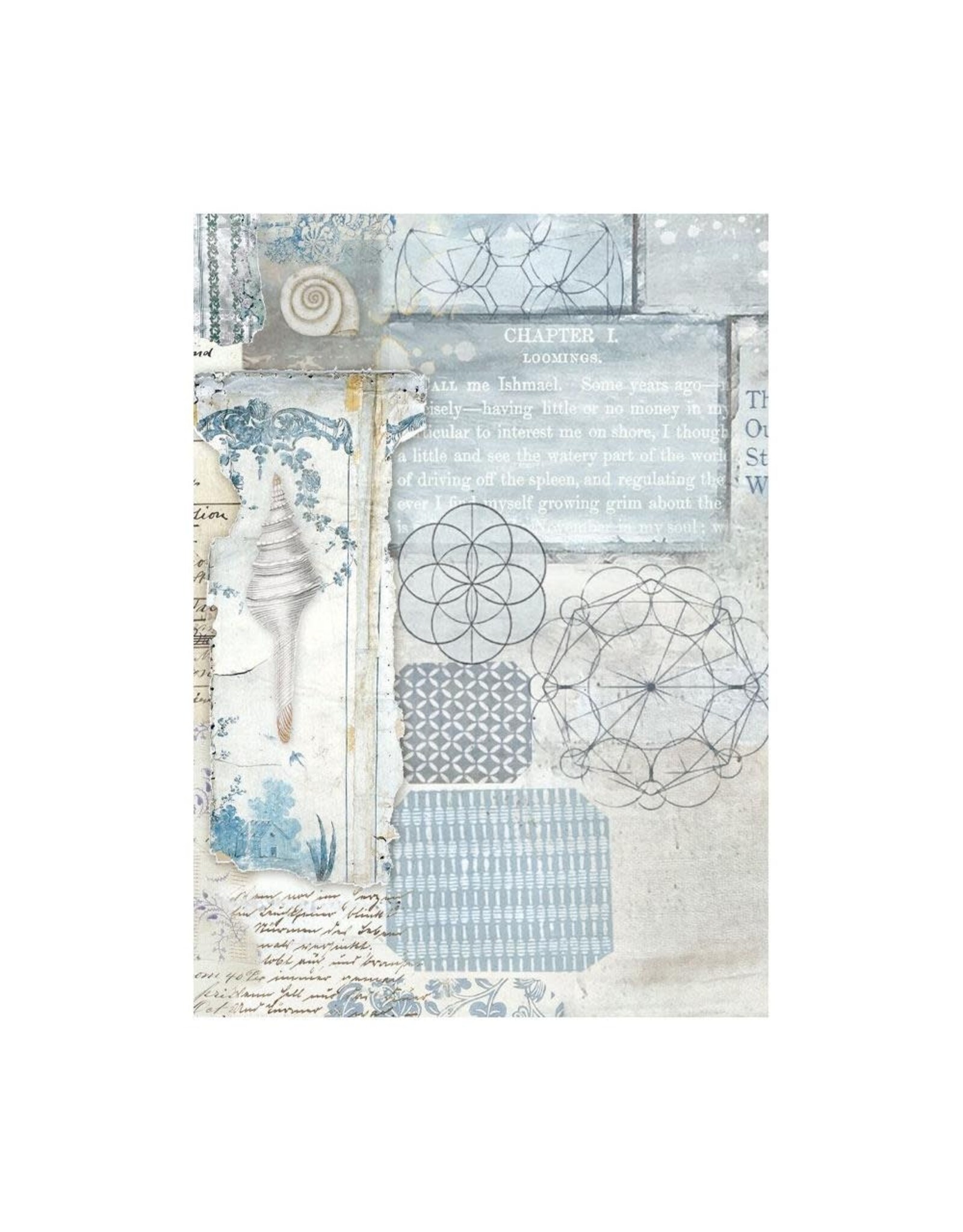 STAMPERIA STAMPERIA SILENT SEA ASSORTED A6 RICE PAPER DECOUPAGE BACKGROUNDS 10.5X14.8CM 8/PK