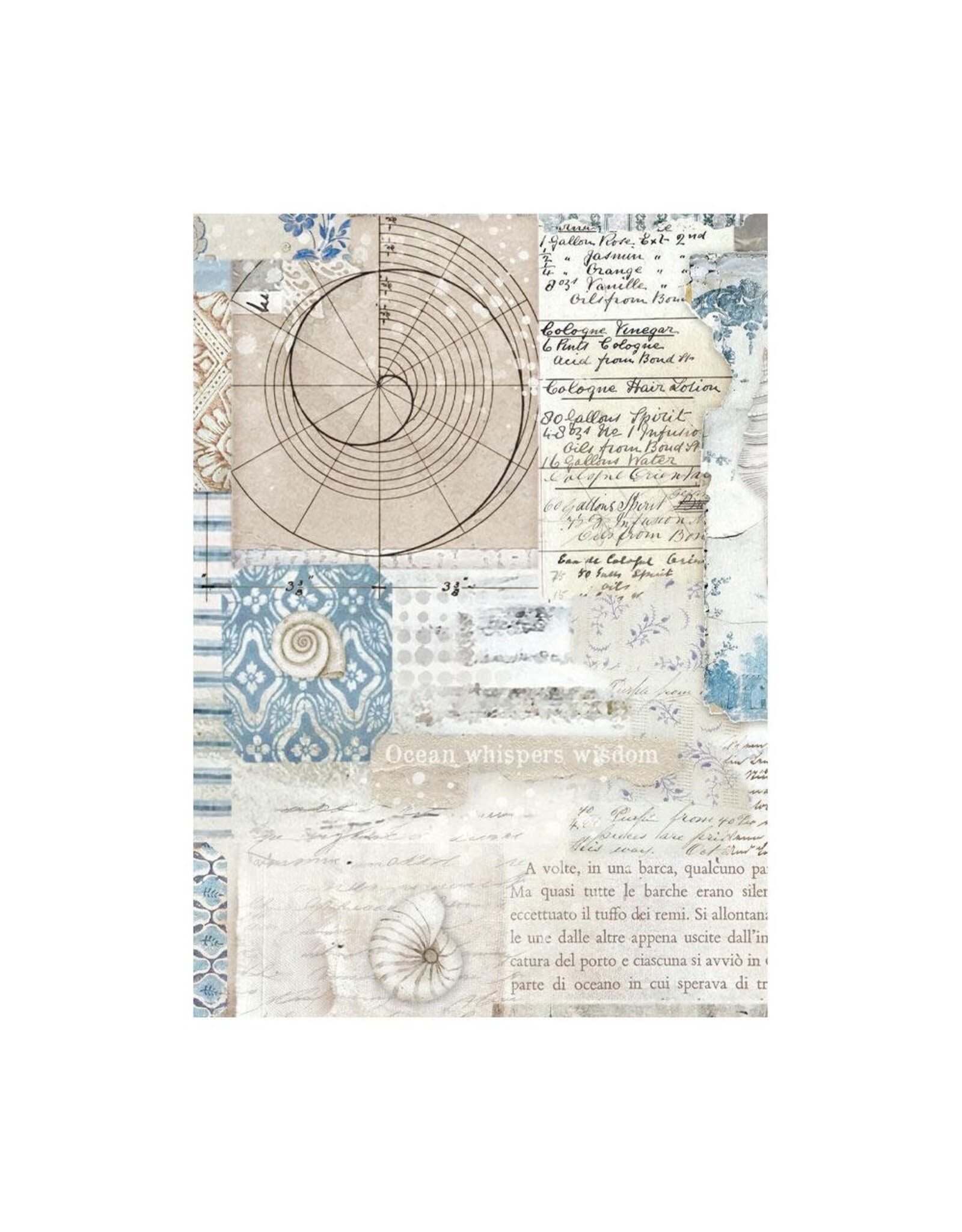 STAMPERIA STAMPERIA SILENT SEA ASSORTED A6 RICE PAPER DECOUPAGE BACKGROUNDS 10.5X14.8CM 8/PK
