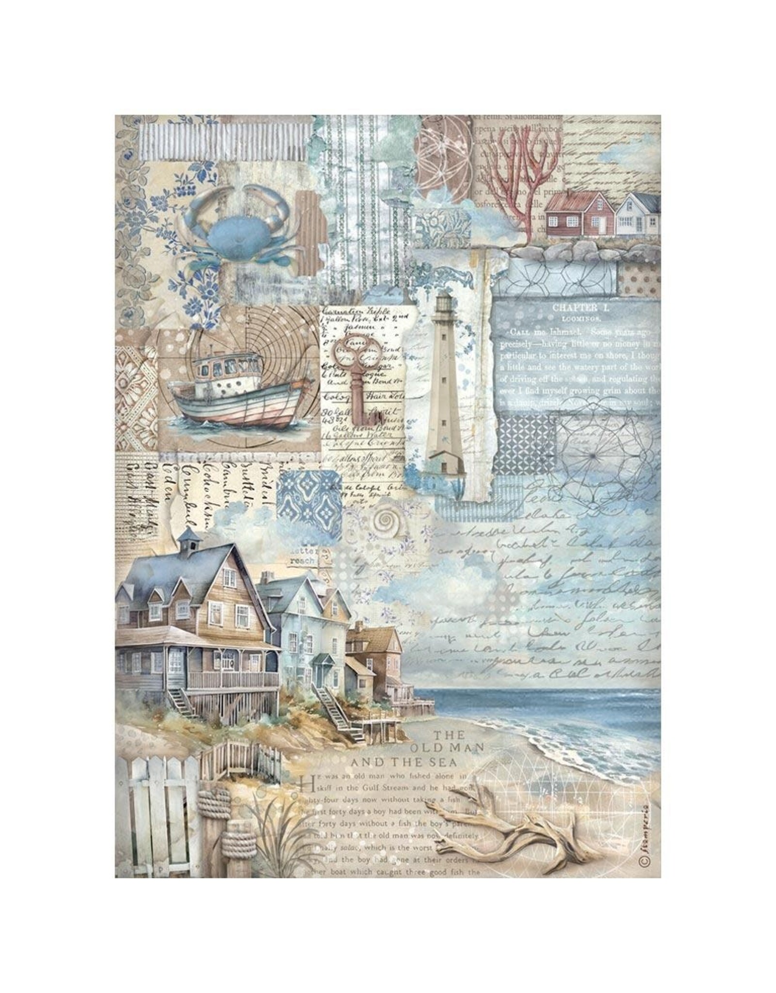STAMPERIA STAMPERIA SILENT SEA ASSORTED A4 RICE PAPER 6/PK