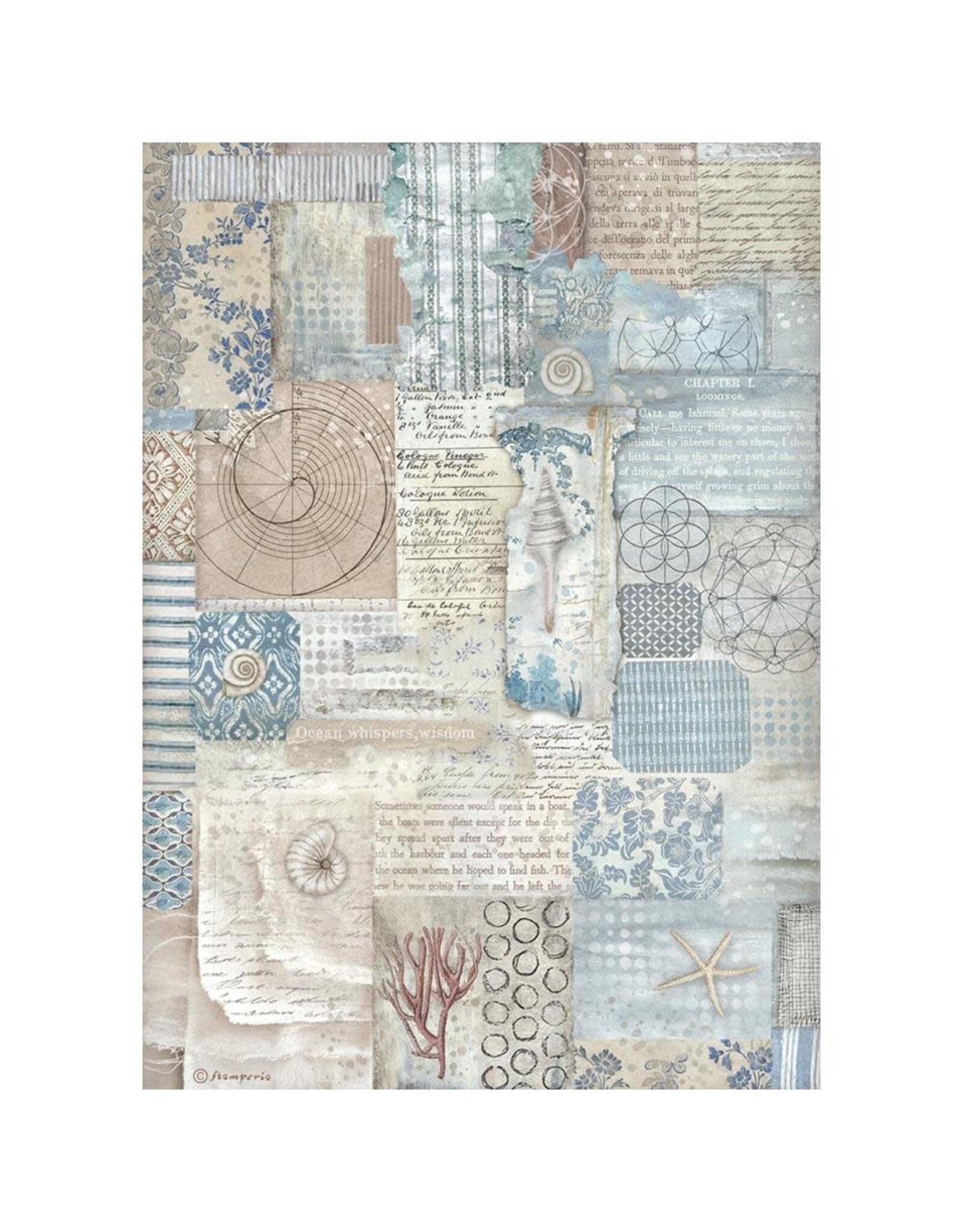 STAMPERIA STAMPERIA SILENT SEA ASSORTED A4 RICE PAPER 6/PK