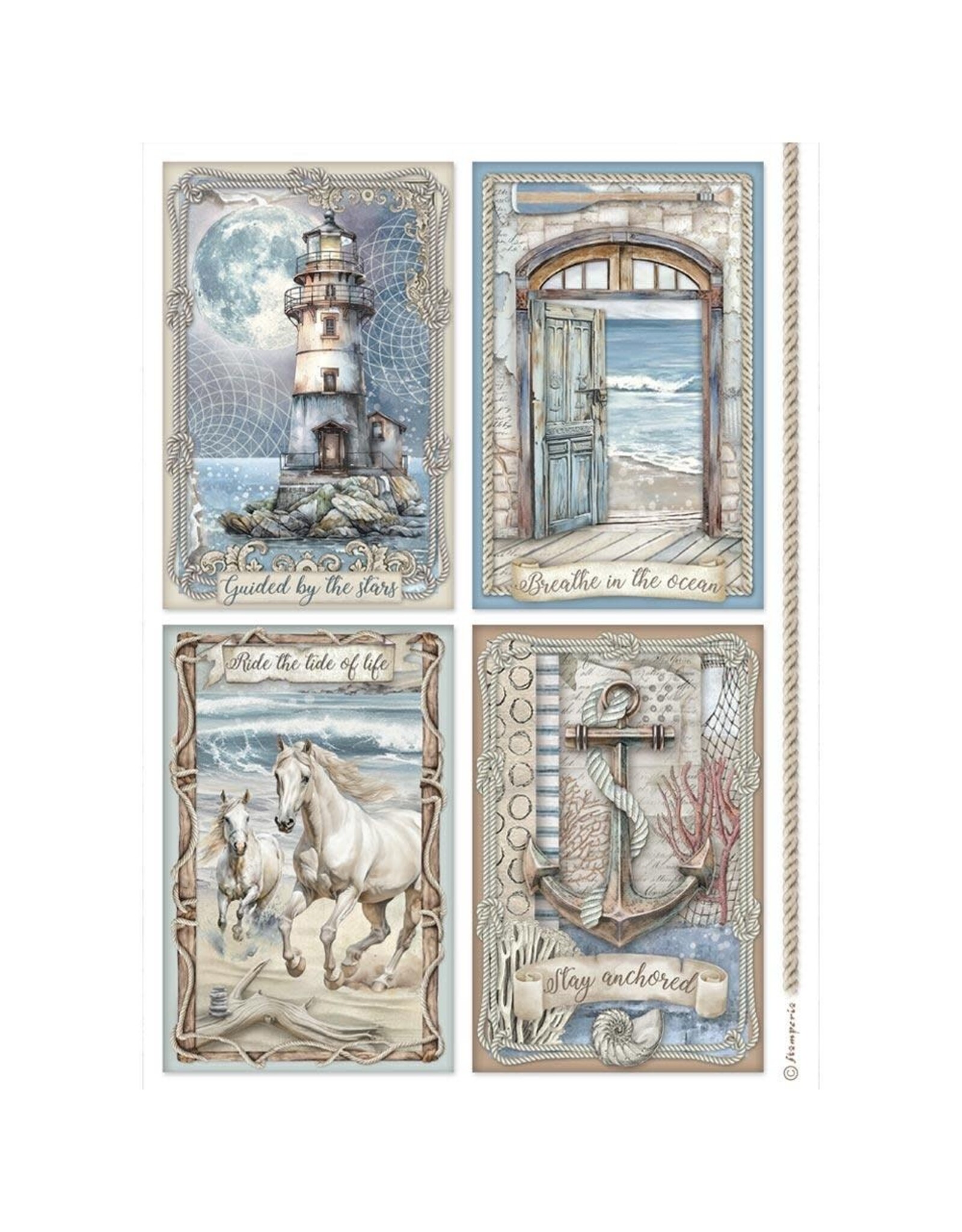 STAMPERIA STAMPERIA SILENT SEA ASSORTED A4 RICE PAPER 6/PK
