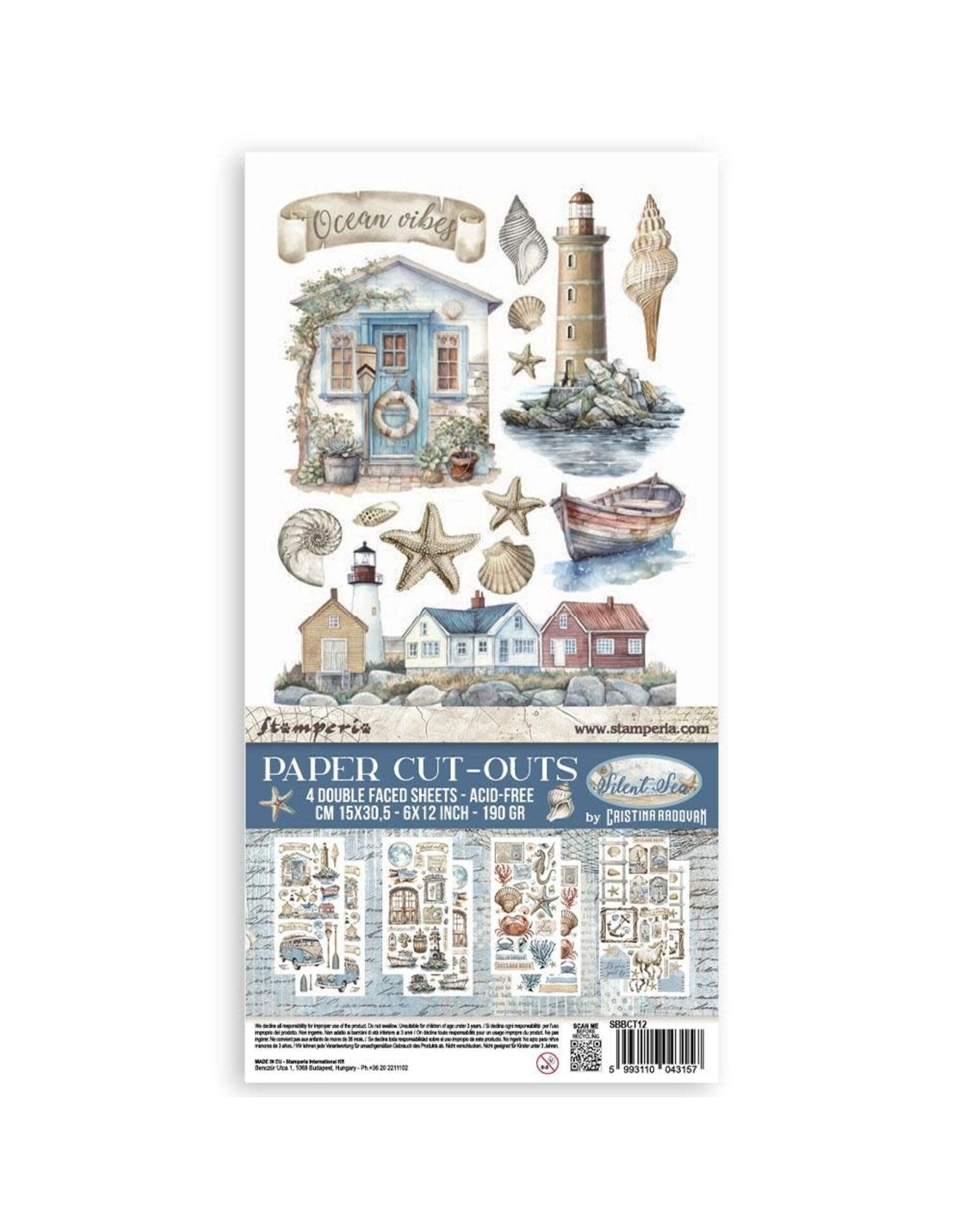 STAMPERIA STAMPERIA SILENT SEA 6x12 PAPER CUT OUTS 4 SHEETS