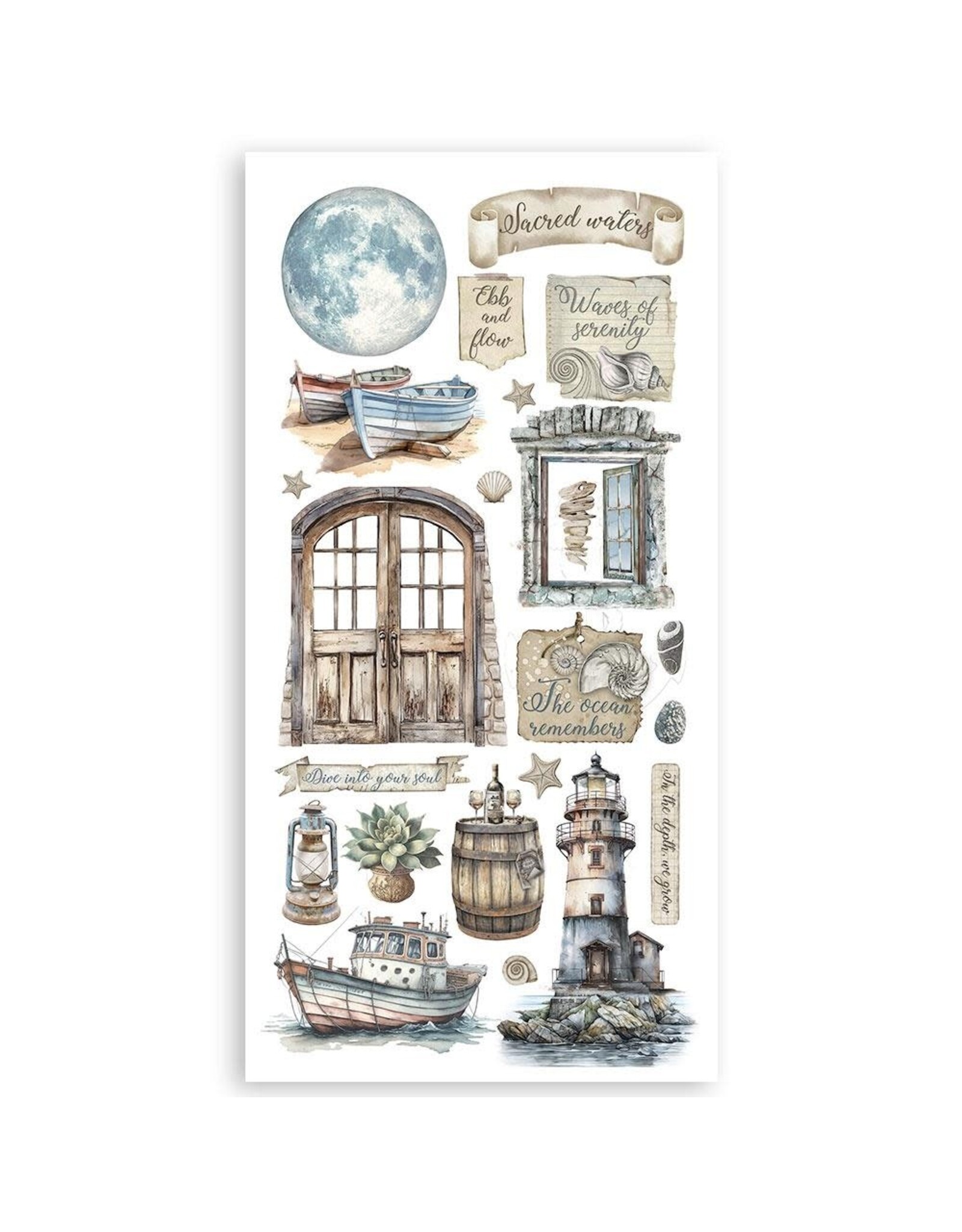 STAMPERIA STAMPERIA SILENT SEA 6x12 PAPER CUT OUTS 4 SHEETS