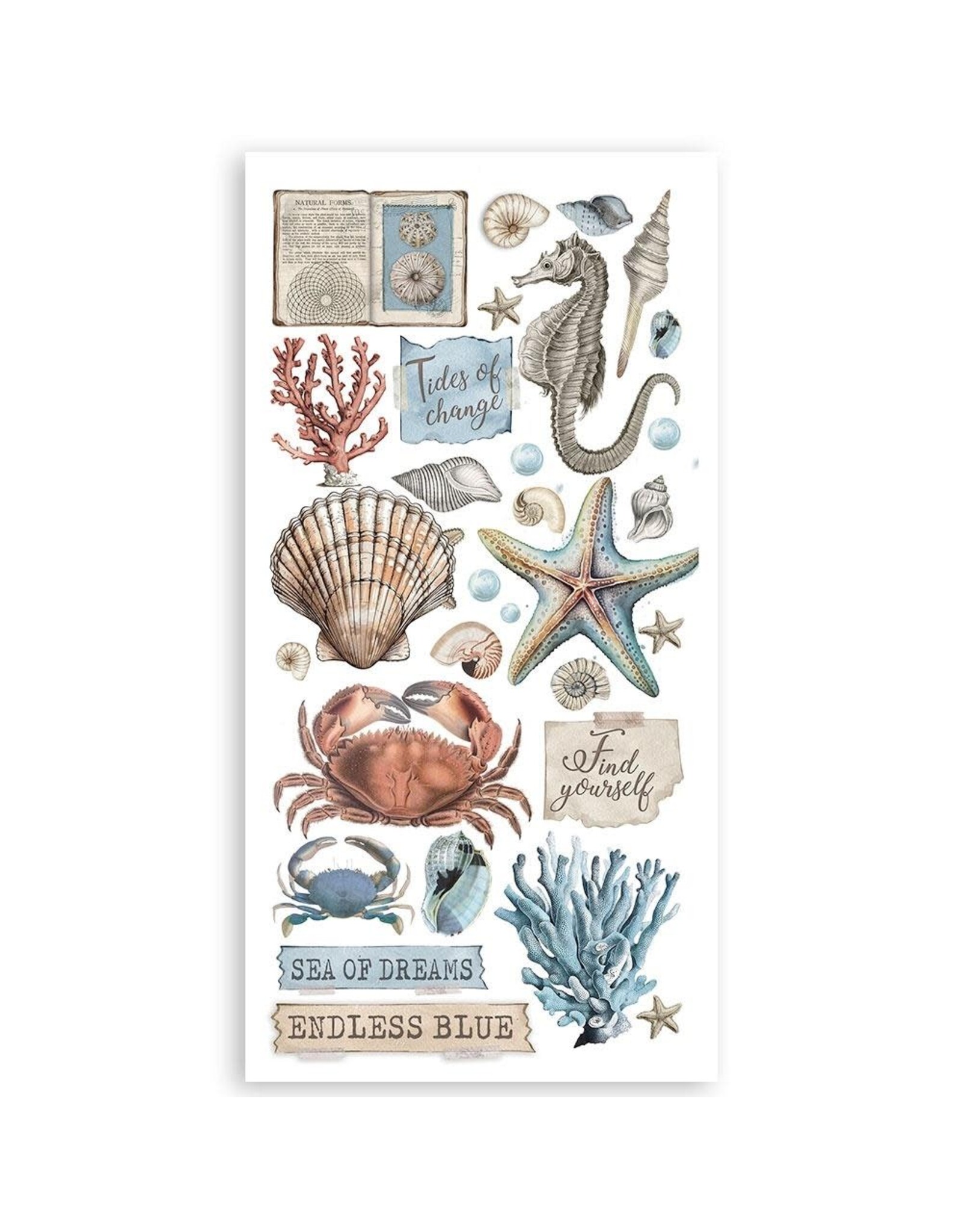 STAMPERIA STAMPERIA SILENT SEA 6x12 PAPER CUT OUTS 4 SHEETS