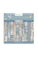 STAMPERIA STAMPERIA SILENT SEA BACKGROUNDS SELECTION 8x8 COLLECTION PACK 10 SHEETS