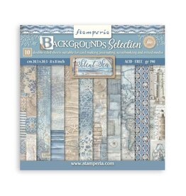 STAMPERIA STAMPERIA SILENT SEA BACKGROUNDS SELECTION 8x8 COLLECTION PACK 10 SHEETS