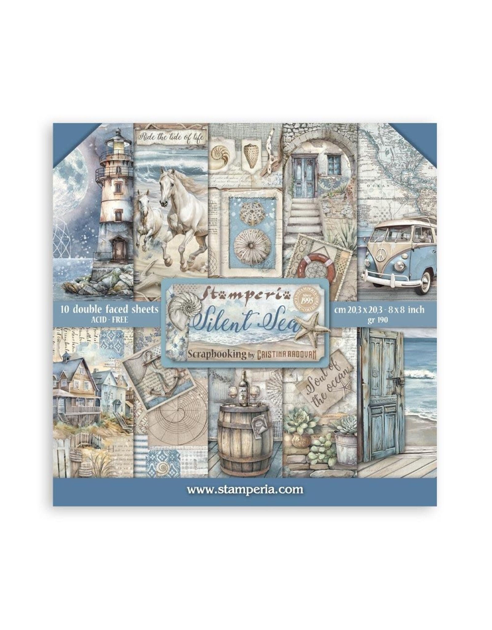 STAMPERIA STAMPERIA SILENT SEA 8X8 COLLECTION PACK 10 SHEETS