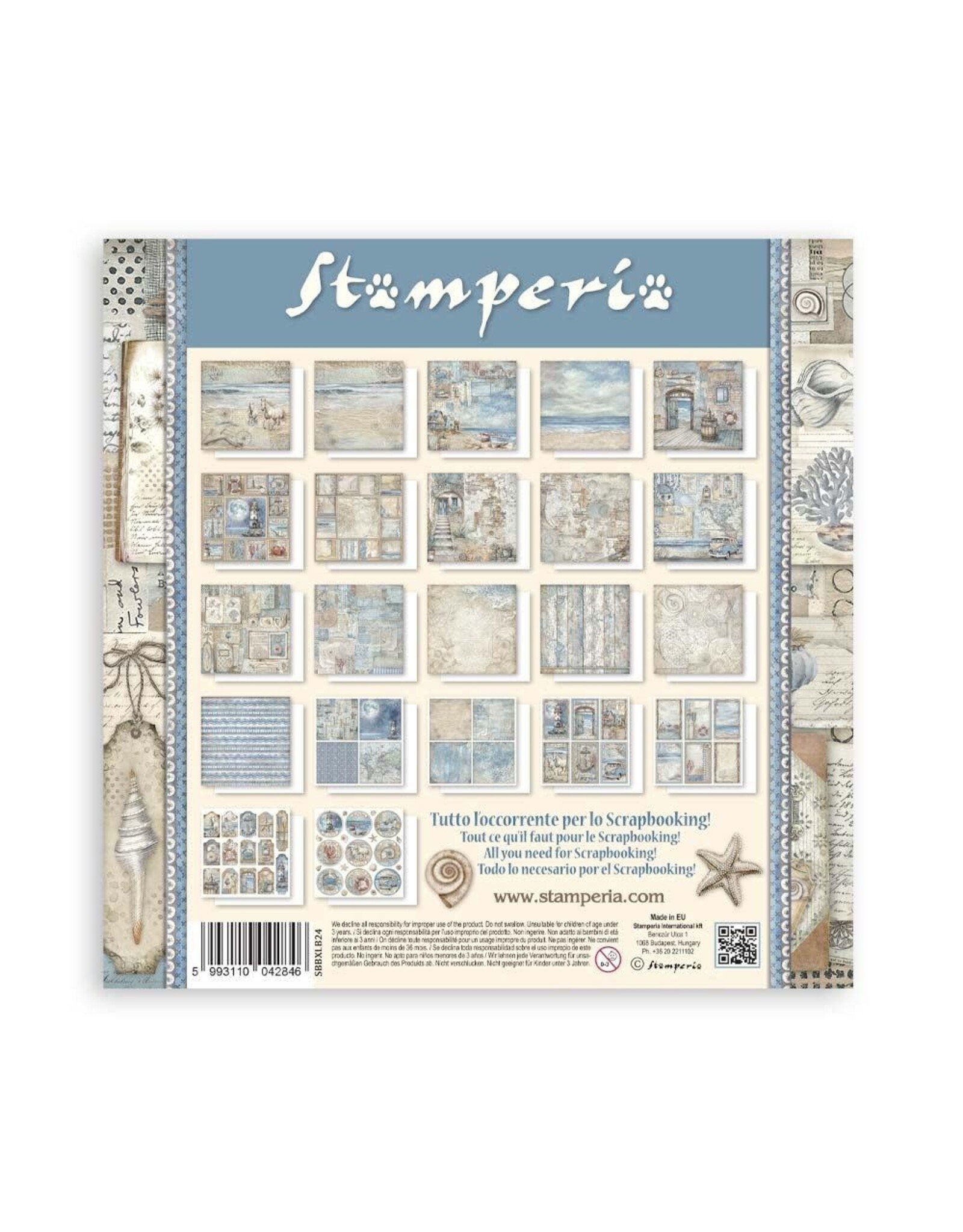 STAMPERIA STAMPERIA SILENT SEA MAXI PAD 12x12 PAPER PACK 22 SHEETS