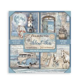 STAMPERIA STAMPERIA SILENT SEA MAXI PAD 8x8 PAPER PACK 22 SINGLE FACED SHEETS