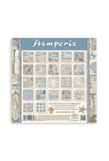 STAMPERIA STAMPERIA SILENT SEA MAXI PAD 8x8 PAPER PACK 22 SINGLE FACED SHEETS