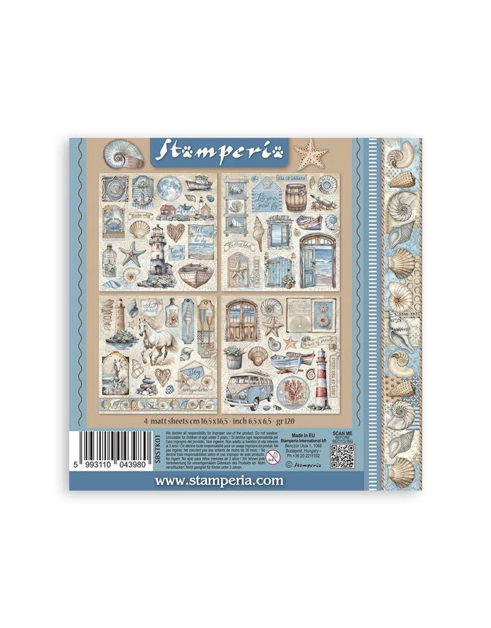 STAMPERIA STAMPERIA SILENT SEA STICKERS 4/PK