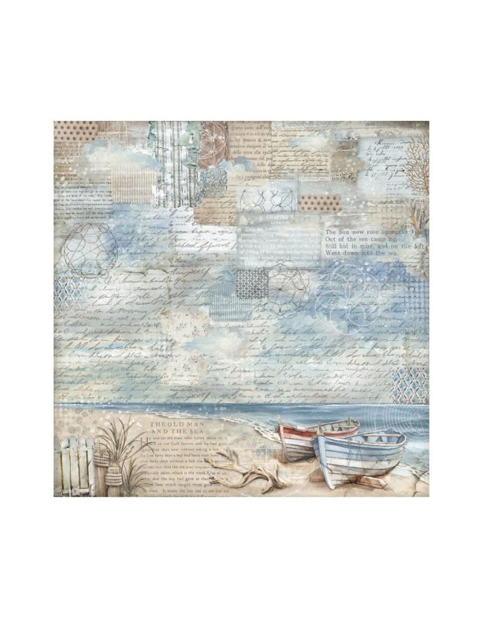 STAMPERIA STAMPERIA SILENT SEA 12x12 POLYESTER FABRIC SHEETS 4/PK