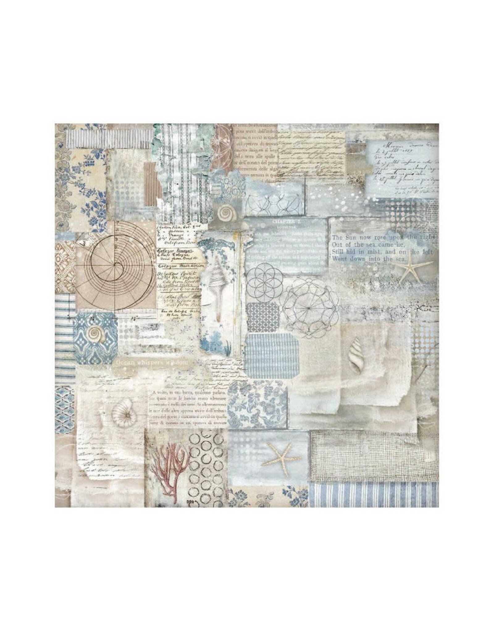 STAMPERIA STAMPERIA SILENT SEA 12x12 POLYESTER FABRIC SHEETS 4/PK