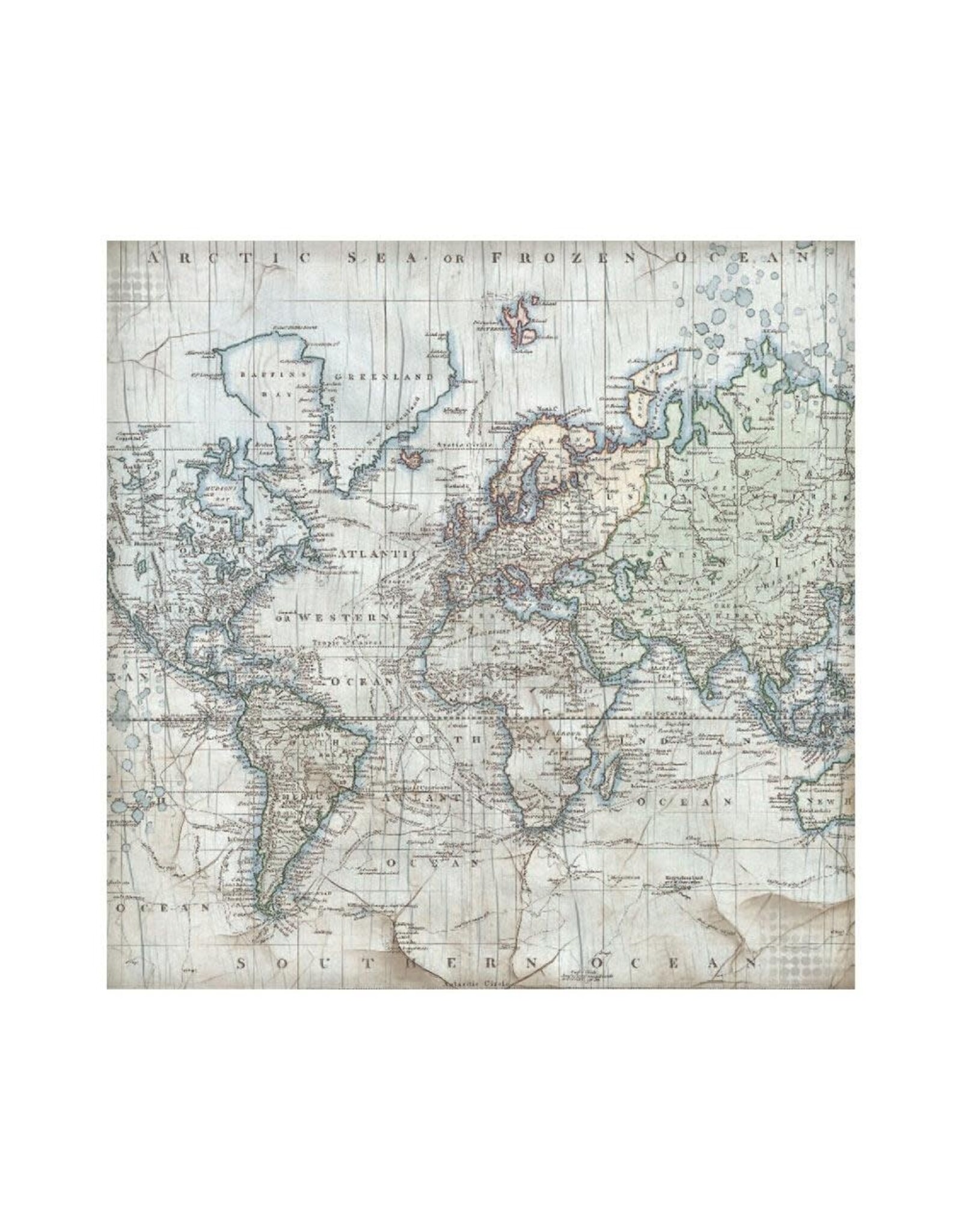 STAMPERIA STAMPERIA SILENT SEA 12x12 POLYESTER FABRIC SHEETS 4/PK