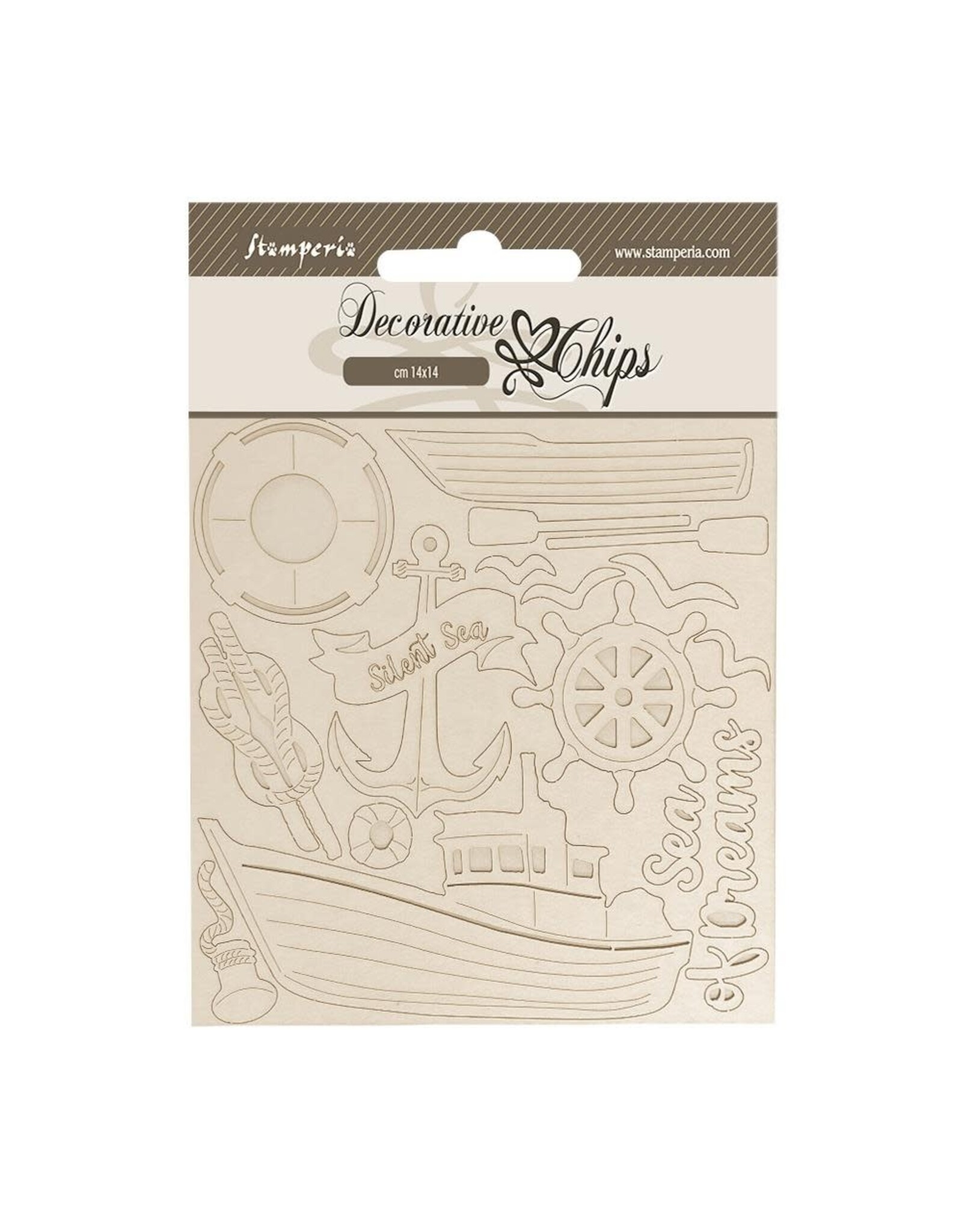 STAMPERIA STAMPERIA SILENT SEA BOAT 5.5x5.5 LARGE DECORATIVE CHIPS