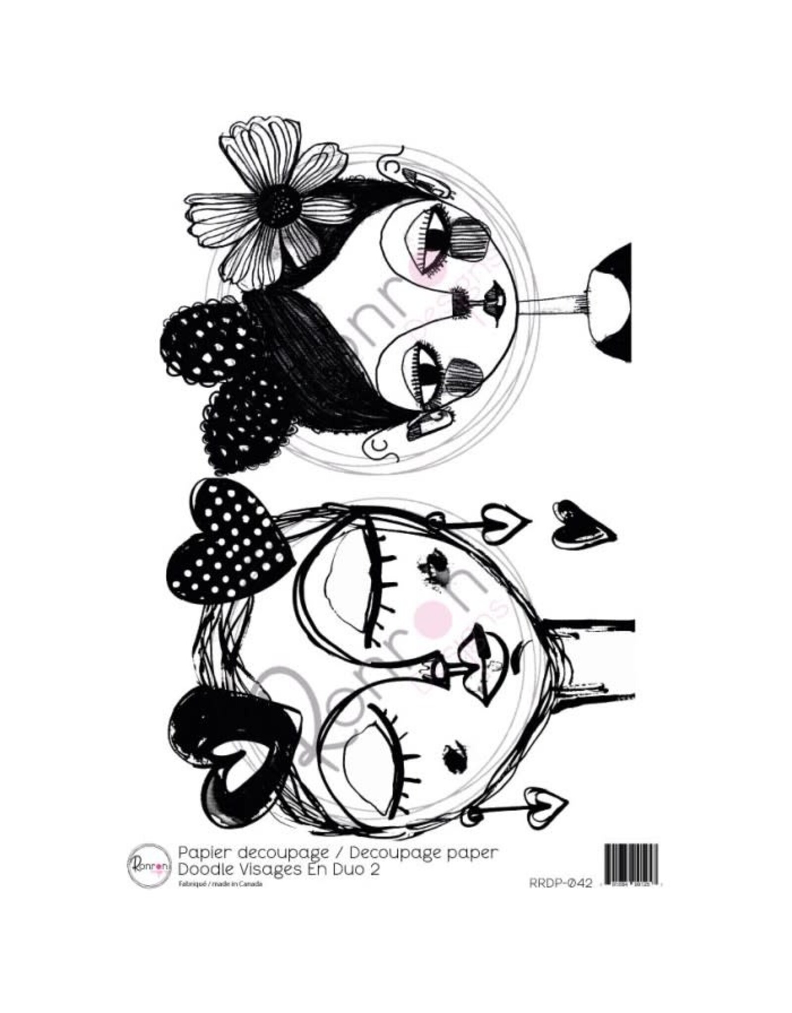 RONRON DESIGNS RONRON DESIGNS DOODLE VISAGES EN DUO 2 RICE PAPER