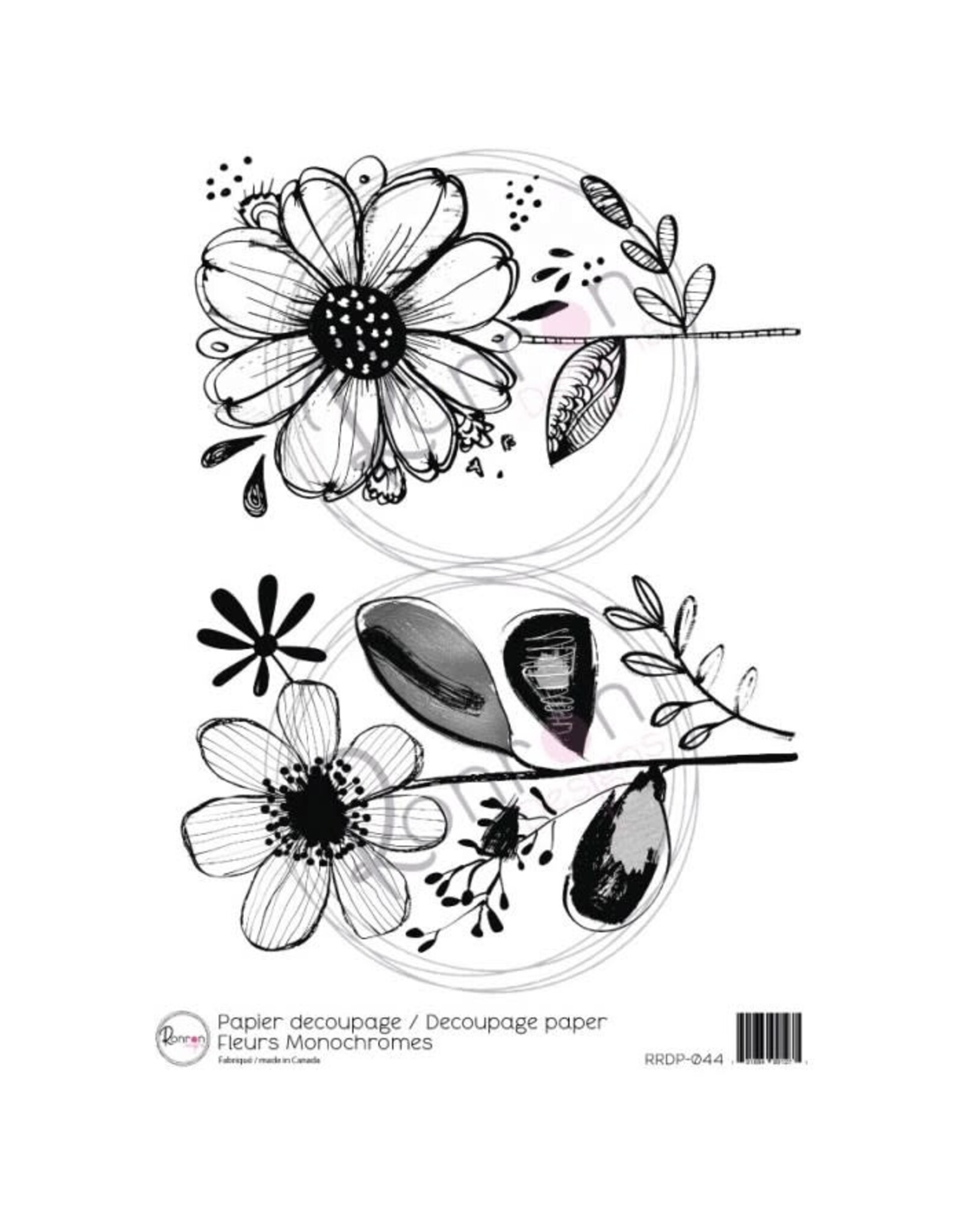 RONRON DESIGNS RONRON DESIGNS FLEURS MONOCHROMES RICE PAPER