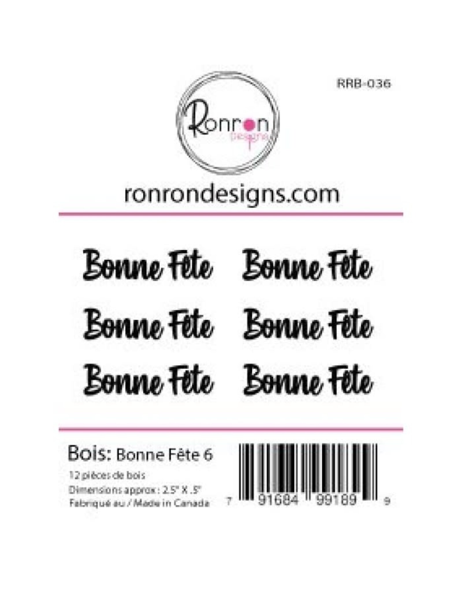 RONRON DESIGNS RONRON DESIGNS BONNE FÊTE 6 WOOD PIECES