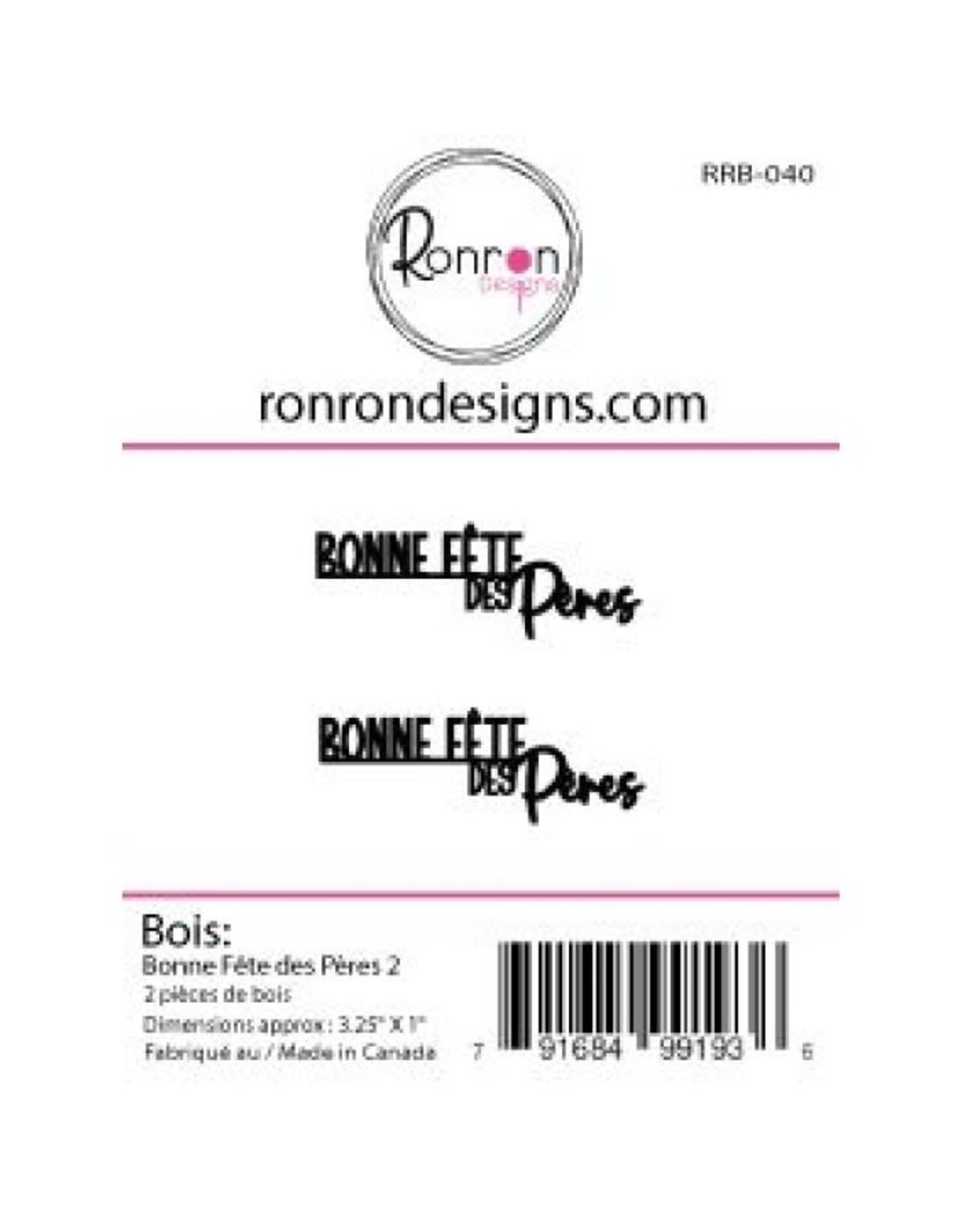 RONRON DESIGNS RONRON DESIGNS BONNE FÊTE DES PÈRES 2 WOOD PIECES