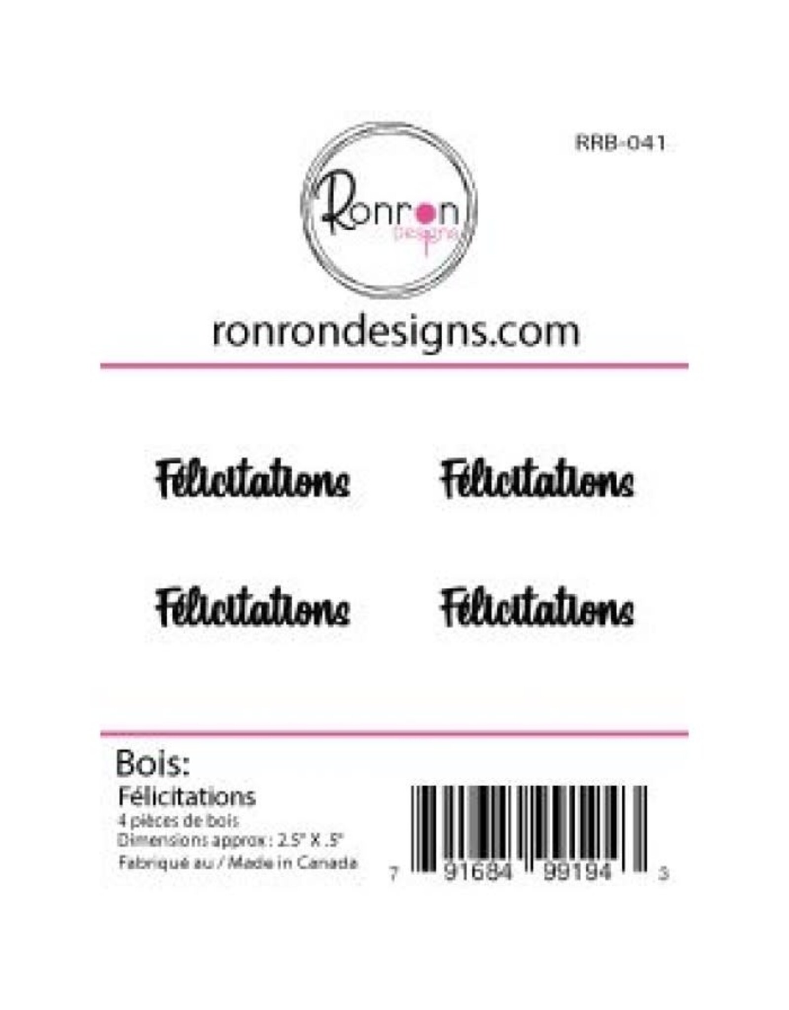 RONRON DESIGNS RONRON DESIGNS FÉLICITATIONS WOOD PIECES
