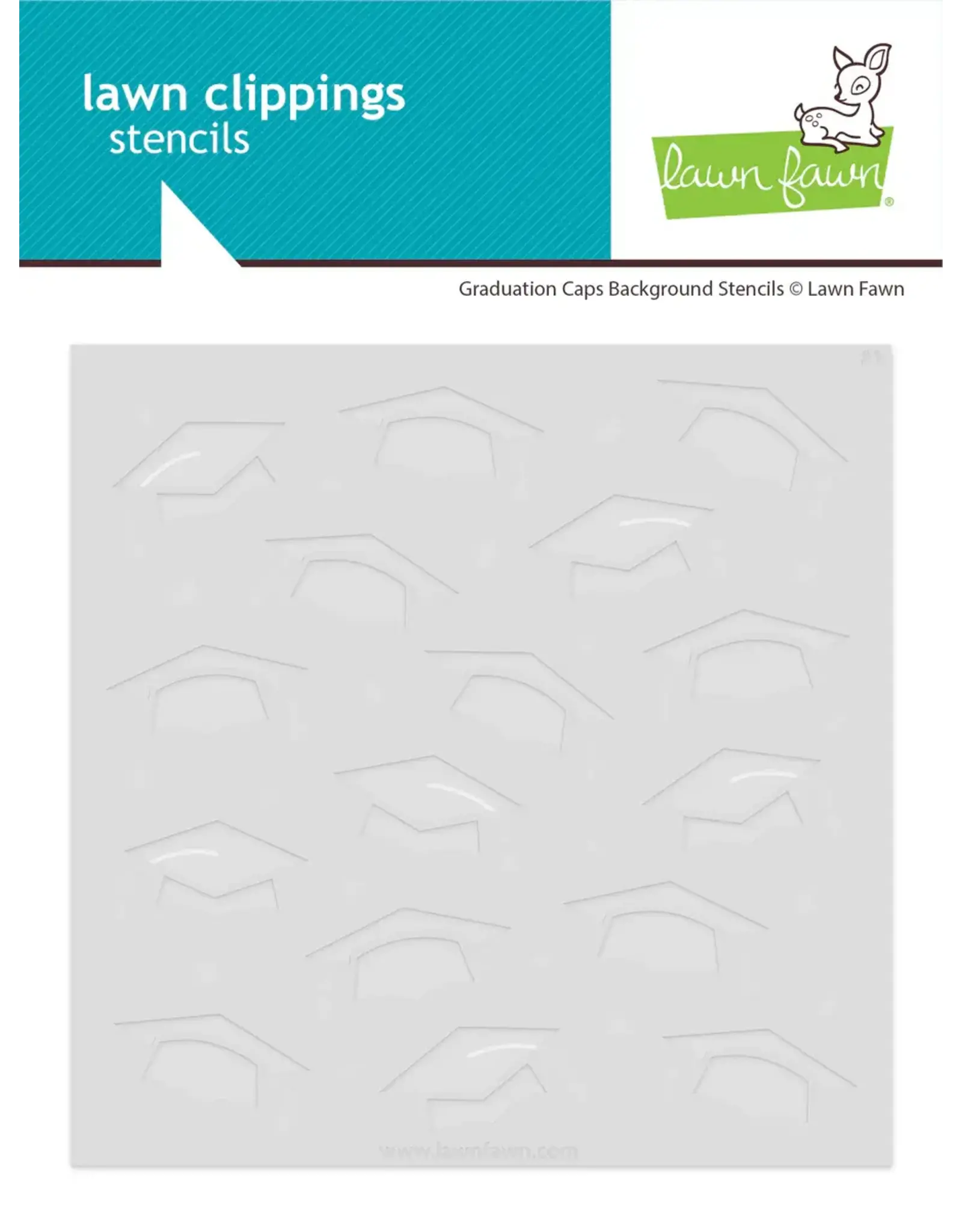 LAWN FAWN LAWN FAWN GRADUATION CAPS 6x6 BACKGROUND STENCIL SET 2/PK
