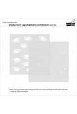 LAWN FAWN LAWN FAWN GRADUATION CAPS 6x6 BACKGROUND STENCIL SET 2/PK