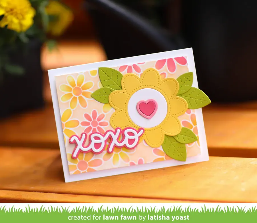 LAWN FAWN LAWN FAWN DAISY BLOOM 6x6 BACKGROUND STENCIL SET 3/PK